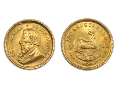 150 EUR  1/10 Krugerrand 1982  Southafrica  Oro  917   3,39 gr